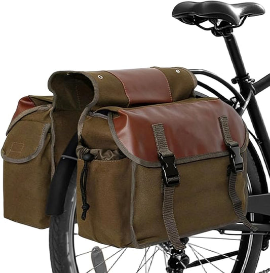 YAPJEB Bike Bags for Bicycle Rear Rack, Black Green Khaki Trunk Pannier Saddle Seat Bag Carrier for Commuter Cycling Travel(Khaki)