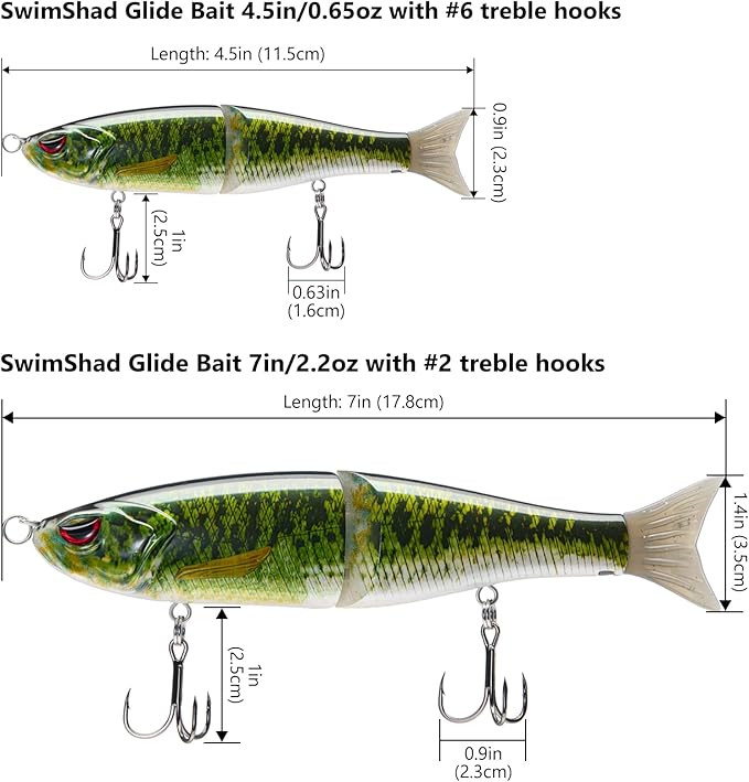 Bassdash SwimShad Glide Baits Jointed Swimbait Bass Pike Salmon Trout Muskie Fishing Lure