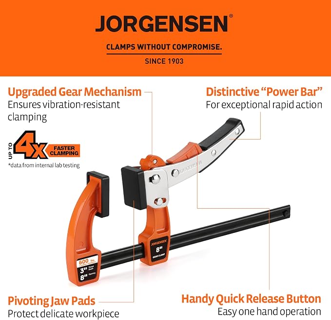 Jorgensen 8-Inch Bar Clamp, Ratcheting Bar Clamp