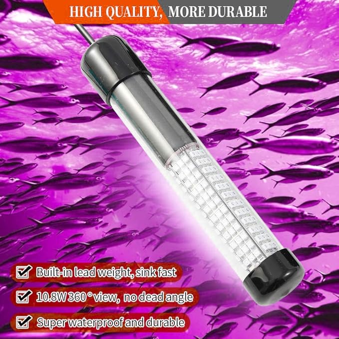 SAMDO IP68 12V LED水中集魚灯 1080ルーメン 釣り用集魚灯 常夜灯 10.8W