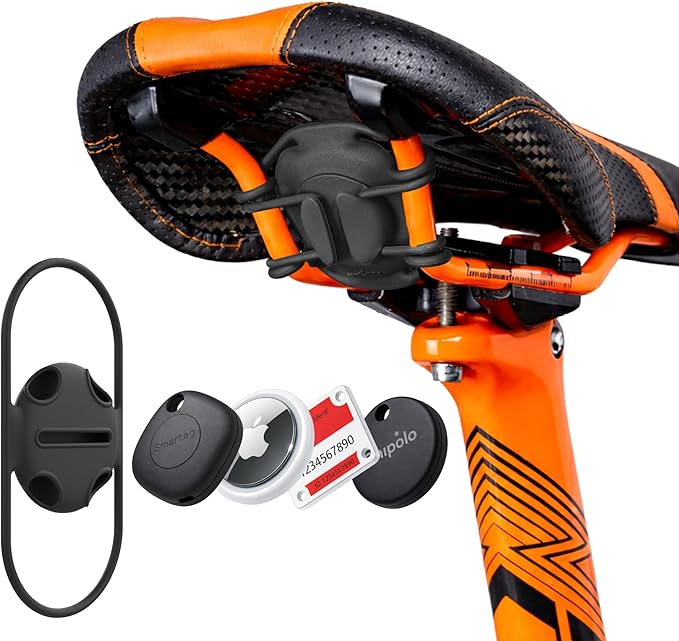Bone Universal Bike Tag Strap, Versatile Tracker Holder for AirTag, Samsung SmartTag+, Chipolo and Tile Mate, Ultralight & Scratch-Free Silicone Tracker Mount for Bikes, Scooters, Shoes, Pets & Kids