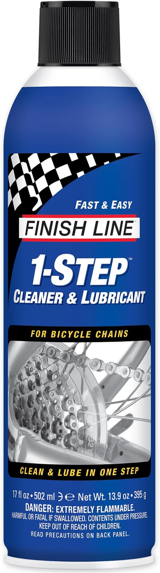 Finish Line 1-Step Bike Chain Cleaner and Lubricant – Cleans, Lubricates & Protects in One Application, Helps Reduce Wear & Friction, Rust Protection for All Bicycle Chains, 17 oz