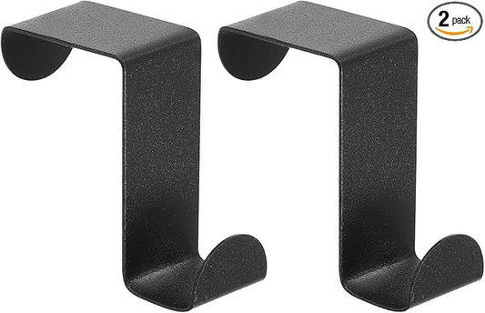 uxcell Over The Door Hooks,2pcs - Stainless Steel Door Hangers Hooks, S-Shaped Double Hooks for Hanging Clothes, Hats, Towels (Black)