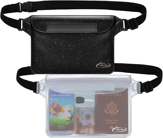 AiRunTech 防水ファニーパック、パスポート財布ポーチ用スマホ防水ケース、旅行・ビーチ・水泳・カヤック・ボート・クルーズ用品用フローティング防水バッグ