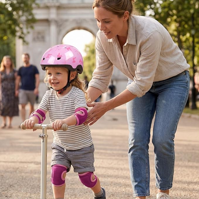 Toddler Helmet with Knee Pads and Elbow Pads Set for Kids Age 1-3, Adjustable Infant Baby Bike Helmet for Girls Boys for Balance Bike, Scooter, Bicycle