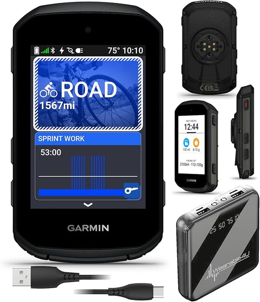 Garmin Edge 550 Compact GPS Cycling Computer 2.7" Vivid Color Display with Wearable4U PowerBank Bundle