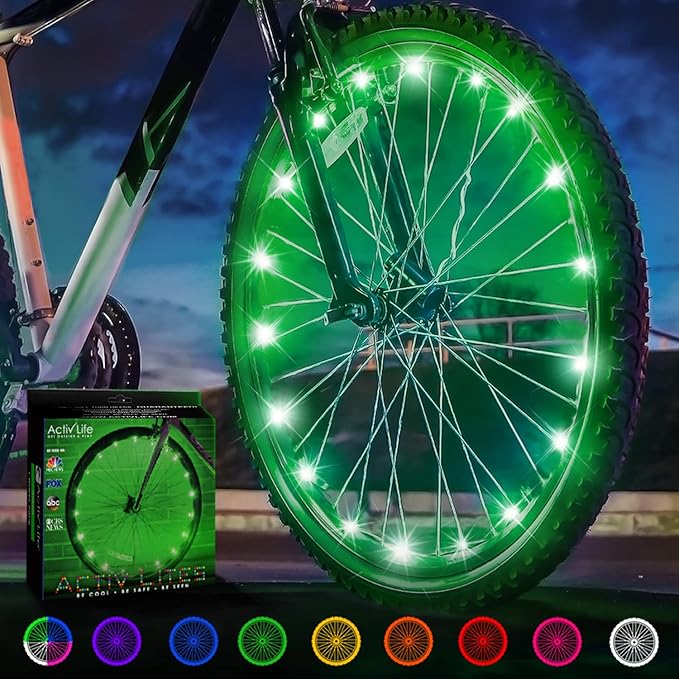 Activ Life LED Bike Wheel Lights with Batteries Included! Get 100% Brighter and Visible from All Angles for Ultimate Safety & Style (1 Tire Pack)