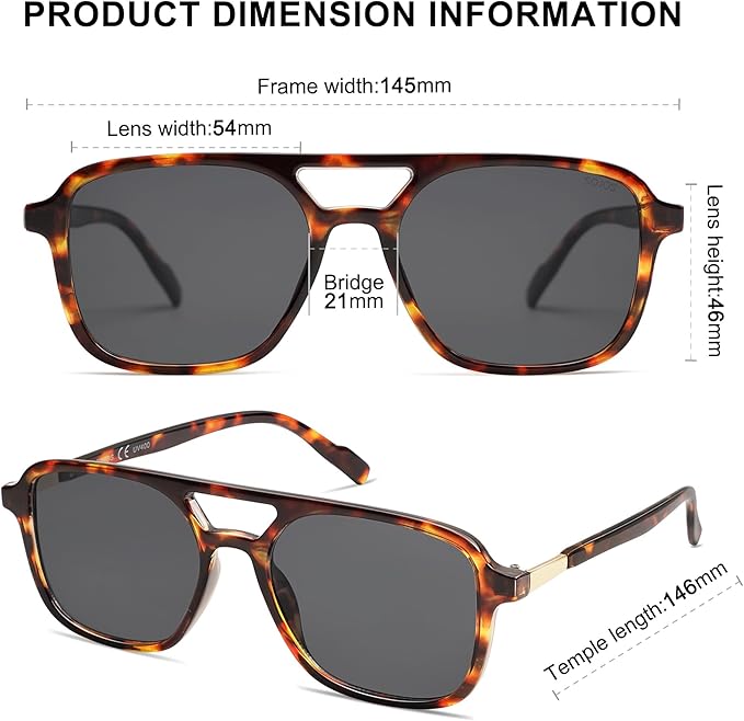 SOJOS Retro Aviator Sunglasses for Women Men,Trendy Rectangle Womens Mens Shades Sun Glasses SJ2202