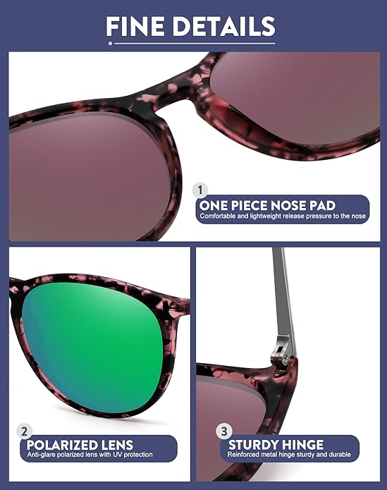 WOWSUN Retro Polarized Sunglasses Womens 2026 Trendy Round Classic Glasses