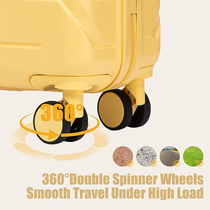 20 Inch ABS Hard Shell Travel Checked Luggage With Combination Lock, Yellow