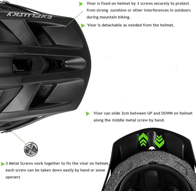 Exclusky Bike Helmet Mountain Bike Helmet for Adults Lightweight MTB Cycling Helmet for Men Women Adjustable Bicycle Helmet with Visor