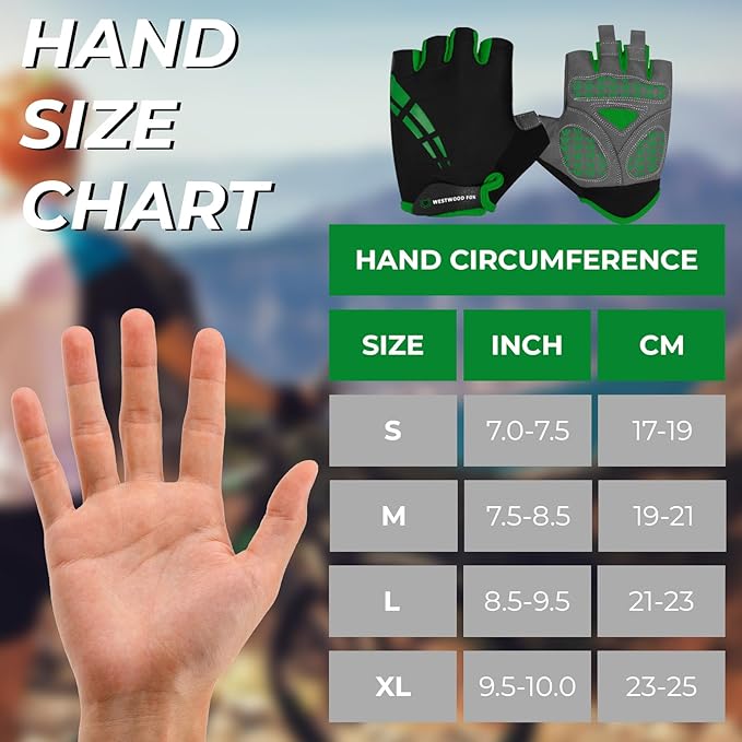 WESTWOOD FOX Cycling Gloves for Men Women,Half Finger Unisex Gel Padded Anti-Slip Mountain Bike Gloves, Breathable Shock Absorption Grip Palm Bicycle Summer Riding MTB Bike Gloves