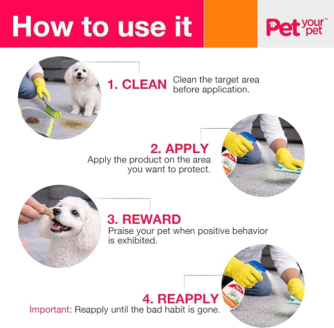 Dog Potty Training Spray No Pee No Poop, 16 Fl Oz, Non Toxic Spray for Dogs Only, Natural Pee Deterrent, Prevents Urine Marking and Pooping, Indoor Outdoor House Training Aid