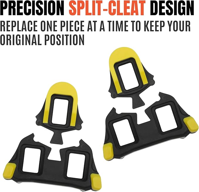 BV Bike Cleats Compatible with SPD-SL Pedal - Adjustable 6 Degree Float System for Ultimate Stability and Power Transfer - Durable Red Metal Cleats for Road and Indoor Cycling Shoes