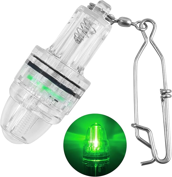 OROOTL LED Fishing Lights Underwater Battery Powered Deep Drop Fishing Light with Clip Waterproof Fish Attracting Lure Lamp Green Blue Red White Multicolor 2,100ft