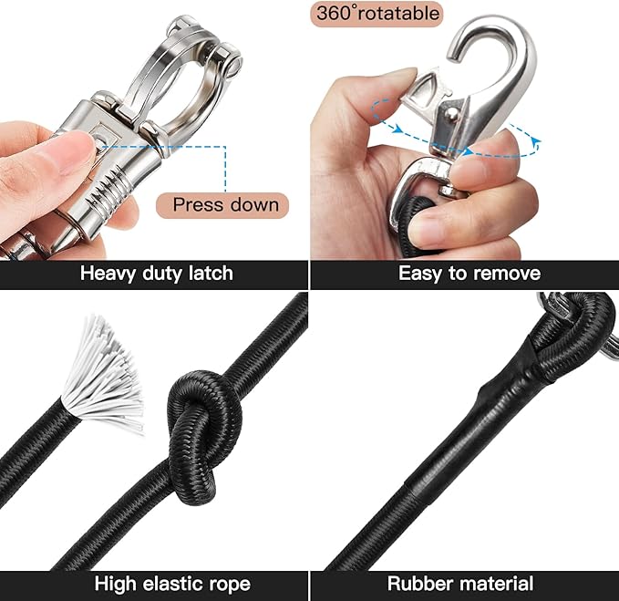 Bungee Horse Trailer Ties,36 Inch Long Bungee Cross Ties for Horses with Super Strong Quick Release Panic Snap and Bull Snap for Horse Trailer Accessories