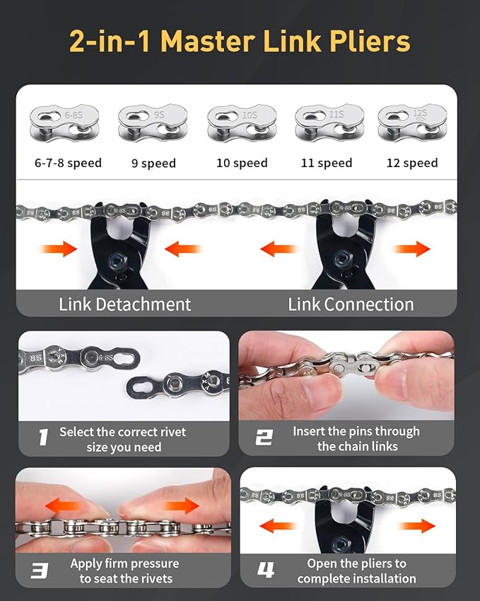Pawfly Bike Chain Repair Tools, Bicycle Chain Maintenance Tool Set for Multi-Speed Chains
