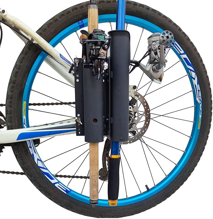 自転車釣り竿ホルダー、自転車に釣り竿を固定、自転車釣り竿ラックおよびキャリア