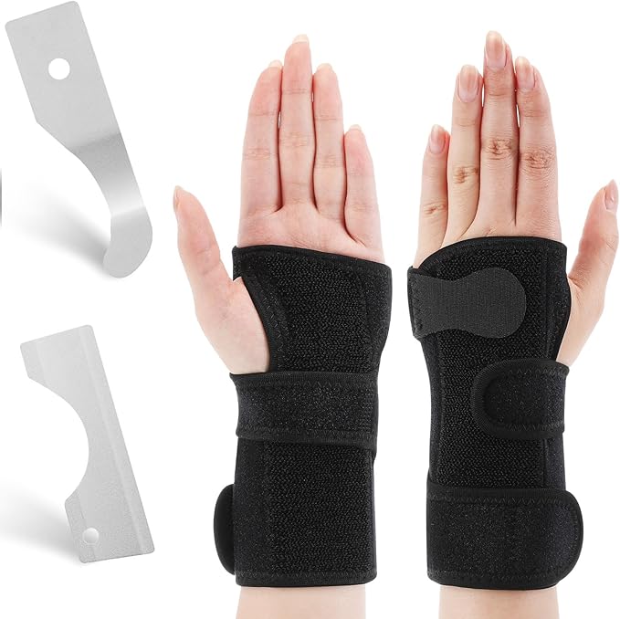 Shappy Bowling Wrist Support Brace with Thumb Spica Splint Left Hand Breathable Wrist Gloves Splint with Removable Aluminum Plate for Women Tendonitis Arthritis Sprains (Black)