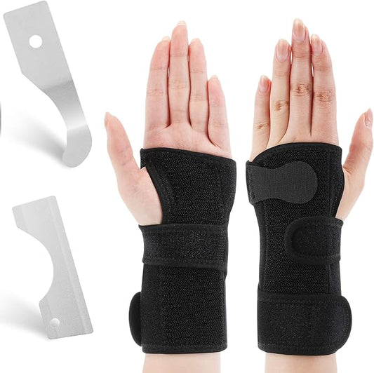 Shappy Bowling Wrist Support Brace with Thumb Spica Splint Left Hand Breathable Wrist Gloves Splint with Removable Aluminum Plate for Women Tendonitis Arthritis Sprains (Black)
