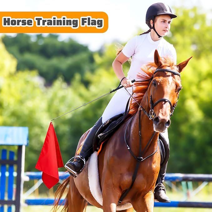 Equestrian Training Flag 4 Pieces Equestrian Training Equipment Nylon Flag with Flagpole