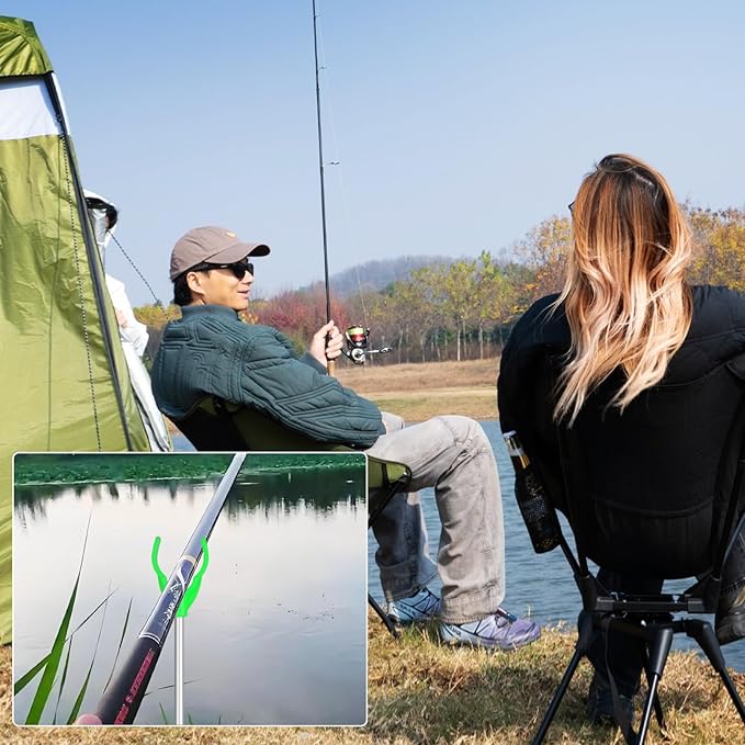 Fishing Rod Holder for Ground: 6pcs Extendable Telescopic Fishing Pole Holders for Bank Ground Sand with 12 Alarm Bells