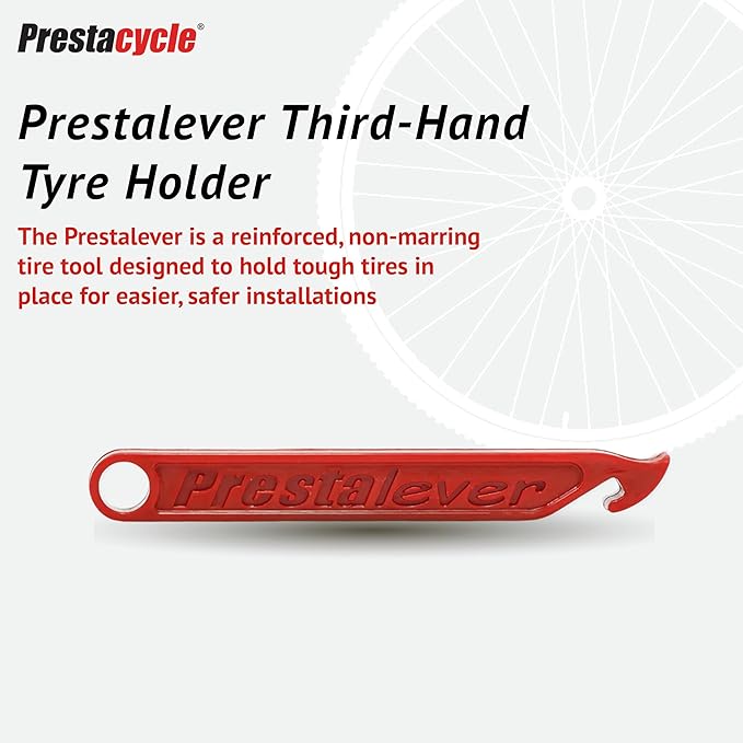 Prestacycle Prestalever Multitool Tire Lever – Tubeless Third-Hand Tire Holder for Tough Installations, Safe for Carbon Rims, Nylon Rim Protector, Bicycles, Made in USA