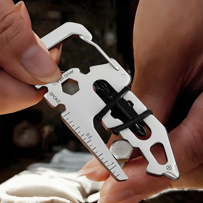 Father's Day Gifts for Dad from Daughter Son, Keychain Multi-tool 15 in 1 Pocket Gadgets Tools Bottle Opener Screwdriver, EDC Tool Key Ring Anniversary Birthday Gifts for Men Him (Dinosaur Skull)