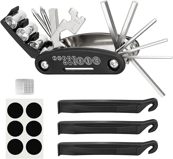 PXZBLG Bike Repair Kit, Bike Tire Repair Tool Kit, Including 16-in-1 Bike Multitool, Bicycle Tire Repair Accessories, Used for Mountain Bike and Road Bike