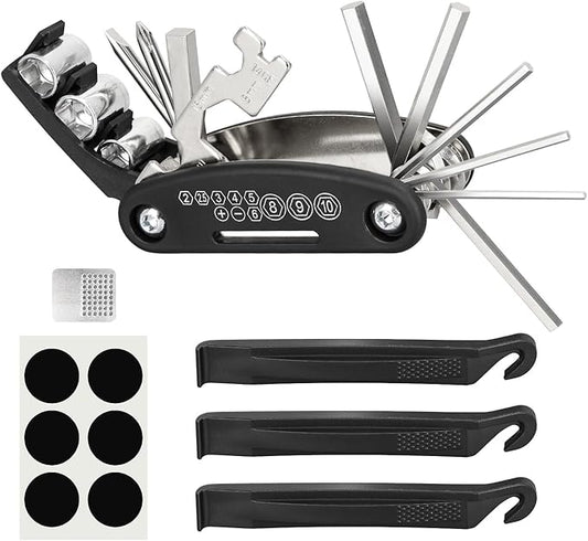 PXZBLG Bike Repair Kit, Bike Tire Repair Tool Kit, Including 16-in-1 Bike Multitool, Bicycle Tire Repair Accessories, Used for Mountain Bike and Road Bike