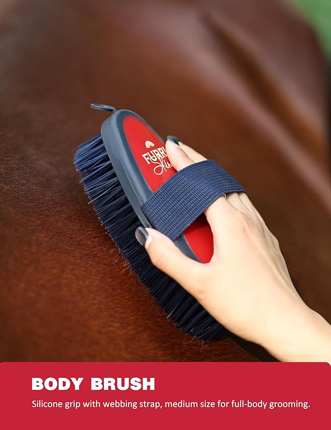 Horse Grooming Kit, 9 Piece Grooming Brush Set with Silicone Curry Comb for Bathing & Shedding Shadowberry