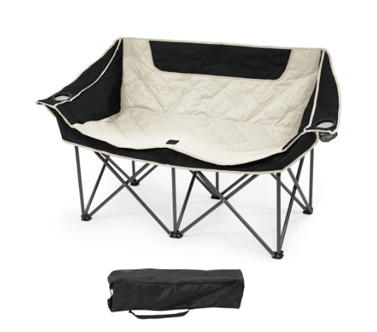 Outdoor Camping Chair, Oversized Recliner With Armrests, Cup Holder And Carrying Bag, Outdoor Heavy Duty Folding Chair