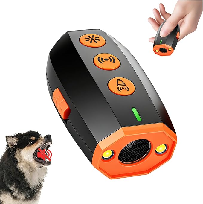 Mini Dog Bark Deterrent Device, Handheld Ultrasonic Bark Control with LED Light (Strobe & Flashlight Modes), Humane and Safe Training Tool, Up to 16.4 ft Range for Indoor & Outdoor Use