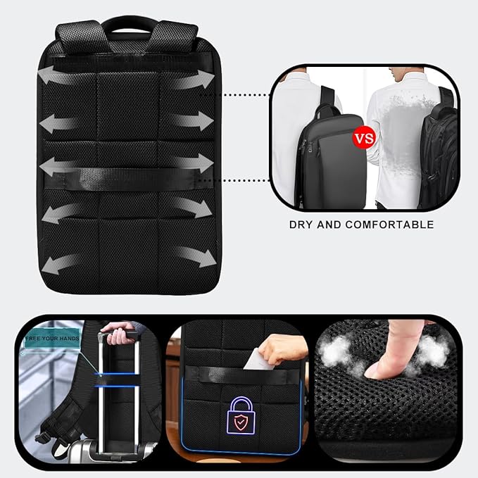 ZINZ Slim and Expandable 15 15.6 16 Inch Laptop Backpack Anti Theft Business Travel Notebook Bag with USB, Multipurpose Large Capacity Daypack for Men & Women,DB01K02