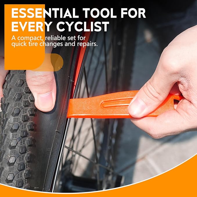 Bike Tire Levers Set, 3pcs Bicycle Tire Levers with Spoke Hooks, 16mm Wide Tire Removal Tool for Road Bike, Mountain Bike, Hybrid Bike Repair Kit
