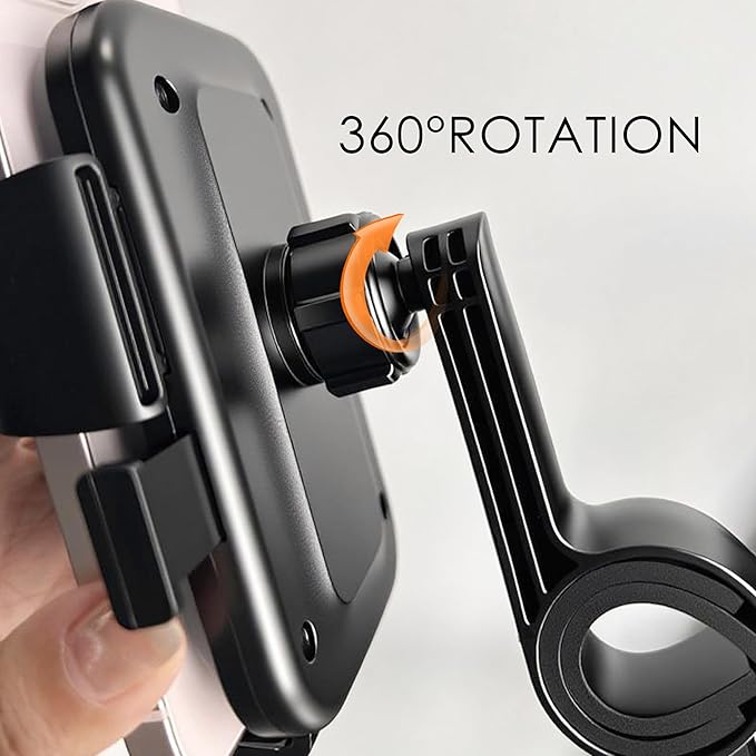 Bike Phone Holder 1 Pack, Mountain Motorcycle Phone Mount, 1s Lock & Quick Release Handlebar Cell Phone Cradle Clamp, Phone Clip for 4-6.9" Smartphones - Black (1)