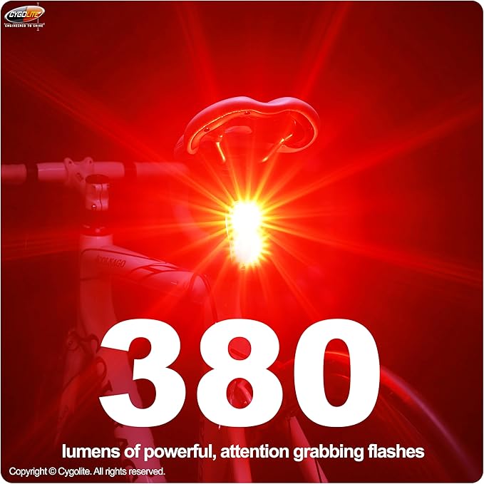 Cygolite Hypershot 350 Lumen Bike Tail Light– 7 Night & Daytime Modes–User Adjustable Flash Speeds- Compact & Durable–IP64 Water Resistant–Saddle Rail Mount Version–USB Rechargeable