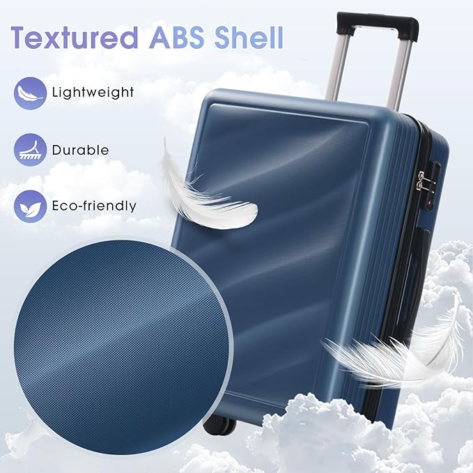 Hardshell Luggage Sets, Lightweight Wave Suitcases with Spinner Wheels