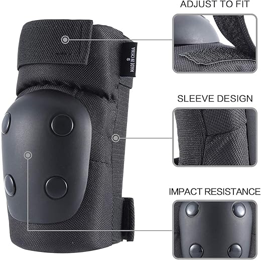 Adult/Child Knee Pads Elbow Pads Wrist Guards 3 in 1 Protective Gear Set for Skateboarding Inline Roller Biking Roller Skating Cycling Outdoor Sports Black XL