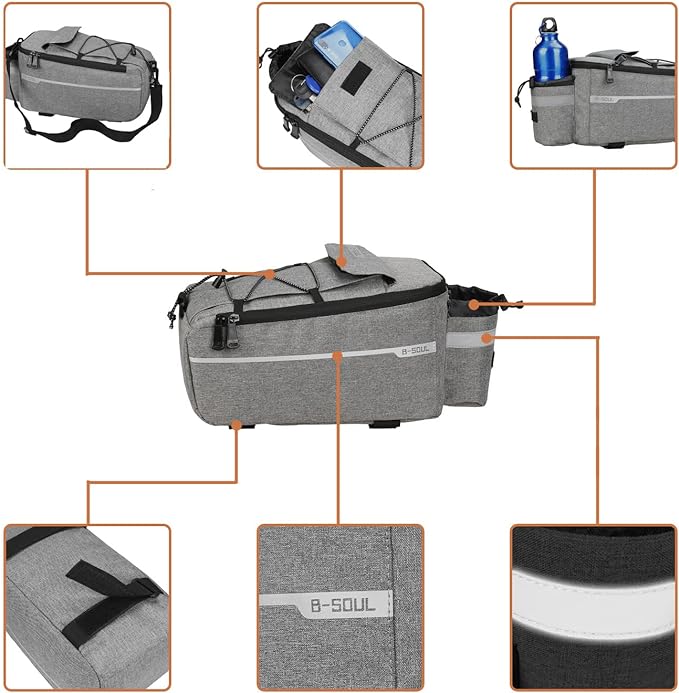 Bike Bag Back Rack Bag Waterproof Bicycle Panniers Carrier Cooler Big Capacity With Bottle Bag For Rear Rack
