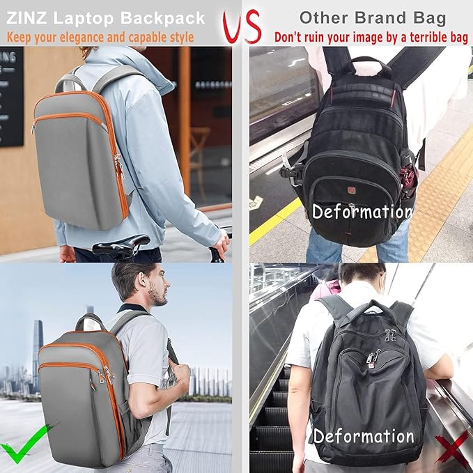 ZINZ Slim and Expandable 15 15.6 16 Inch Laptop Backpack Anti Theft Business Travel Notebook Bag with USB, Multipurpose Large Capacity Daypack for Men & Women,G01OG01