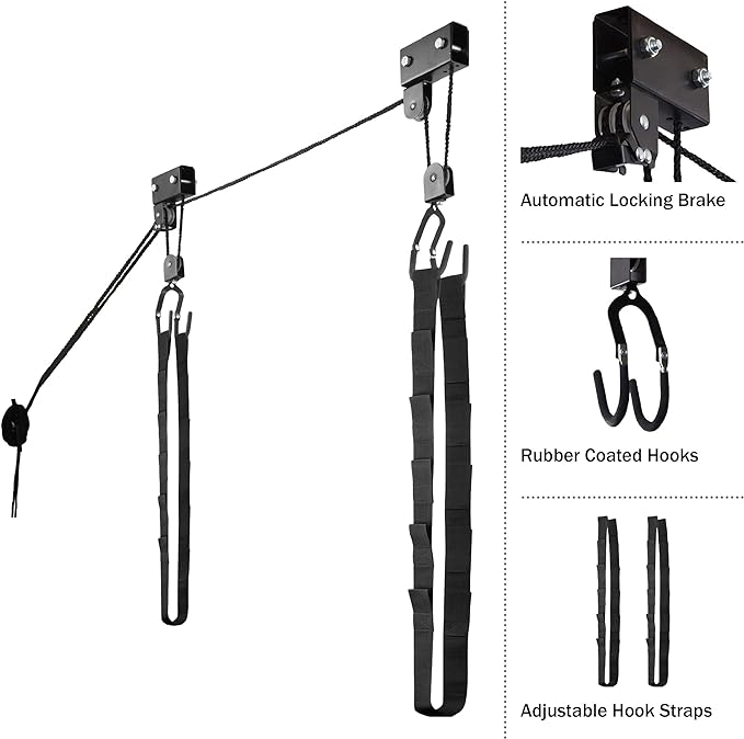 RAD Sportz Kayak Storage Hoist - Overhead Pulley System with 125lb Capacity for Canoes, Bikes, Ladders, and More - for up to 12-Foot Ceilings