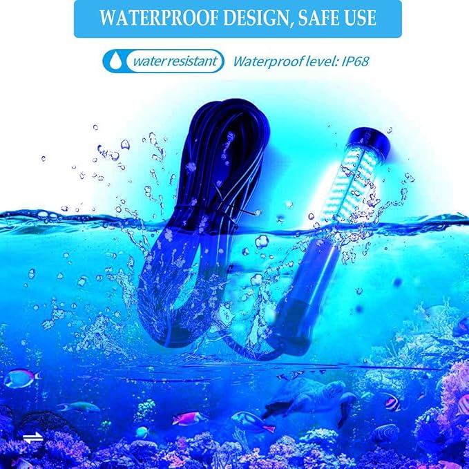 Submersible Fish Finder, Underwater Lure Bait Light, Fish Attracting Lamp, Night Fishing Light, Boat Fishing Light, Pool Light 12V 10.8W 180 LEDs 1080 Luminous IP68 with 5M Cord