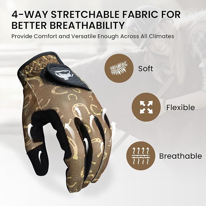 FINGER TEN Horse Riding Gloves Equestrian Women Kids for Girls Boys Mesh Breathable Lightweight Color Pack, Comfortable Grip for Summer