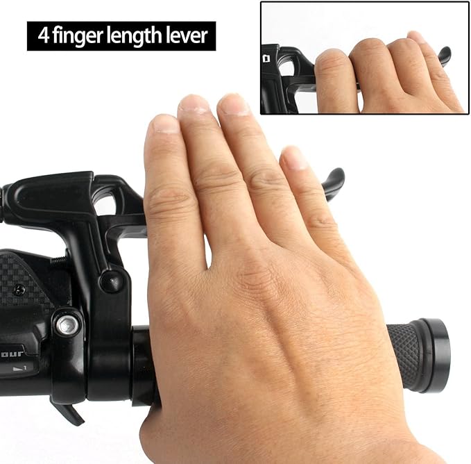 WAKE Bicycle Brake Levers 2pcs Mountain Bike Brake Handles 4 Finger 2.2cm Diameter for Most Bicycle, Road Bike, MTB, BMX, Cycling (Aluminum Alloy, Black)
