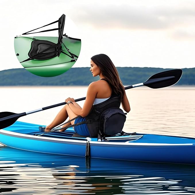 NEW-Vi Universal Deluxe Detachable Kayak Seat Paddle Board Seat Canoe Seat Kayak Seats with Back Support, 4 Adjustable Straps High Back Support, Form-Fitting for Kayaks SUP Fishing Boat Rowboat