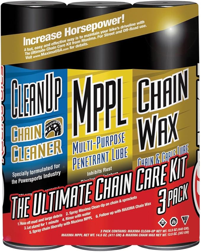 Maxima 70-749203-3PK Chain Wax Ultimate Chain Care Aerosol Combo Kit, (Pack of 3)