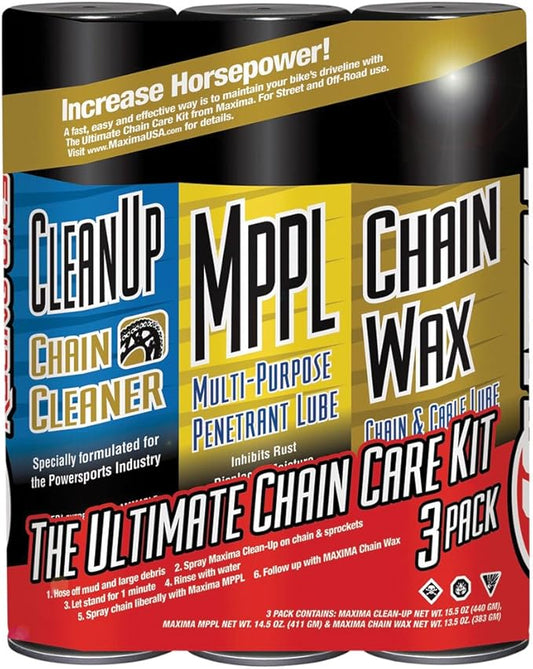 Maxima 70-749203-3PK Chain Wax Ultimate Chain Care Aerosol Combo Kit, (Pack of 3)