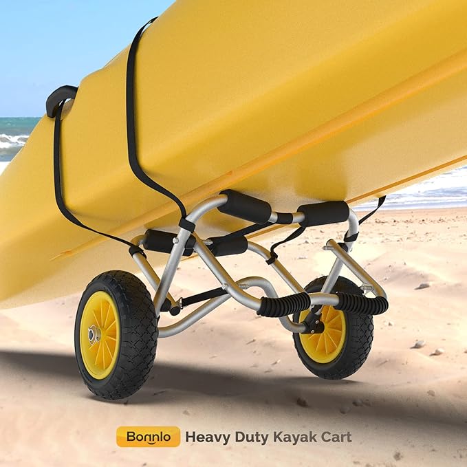 Bonnlo Kayak Cart Dolly Kayak Wheels Detachable Canoe Cart with Solid Tires and Kickstand Kayak Trolley