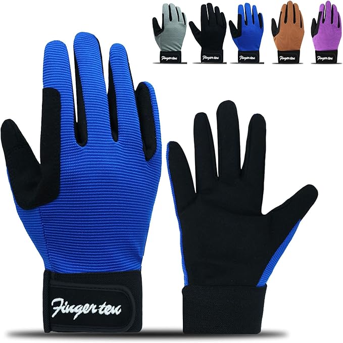 FINGER TEN Horse Riding Gloves Equestrian Women Kids for Girls Boys Mesh Breathable Lightweight Color Pack, Comfortable Grip for Summer